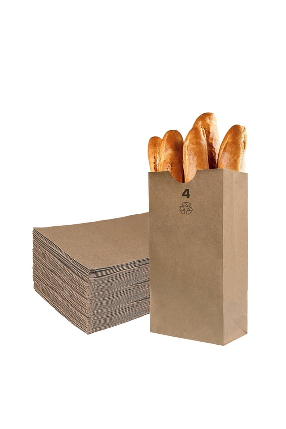 [2000 Count] Brown Kraft Paper Bag (4 lb) Small - Paper Lunch Bags, Small Snacks, Gift Bags, Grocery, Merchandise, Party Bags (4 7/8 x 3 x 10 in) (4 Pound Capacity) by EcoQuality