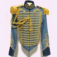 thumbnail image 2 of Chaqueta de oficial de húsar con trenzas doradas de la Guerra Civil estadounidense para hombre, traje histórico con aiguillette dorada, 2 of 5