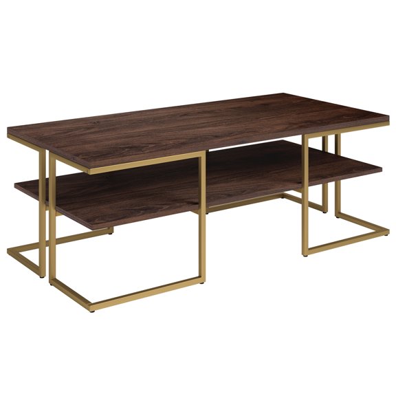 Evelyn&Zoe Mid-Century Modern 45" Wide Brass Coffee Table