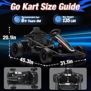 Joyracer 24V 14Ah Kids Electric Go Kart with Remote Control, 3 Speed Modes 5–10 MPH, 2 * 200W Motors, Metal Frame Ride on Toys Drift Kart for Big Kids, Music & Bluetooth, Black