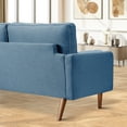 thumbnail image 7 of Koorlian Small Sofa Couch, 2 Seater Fabric Loveseat, Mid Century Modern Couches for Living Room, Button Tufted Seat Cushion, Square Armrest, Blue, 7 of 7