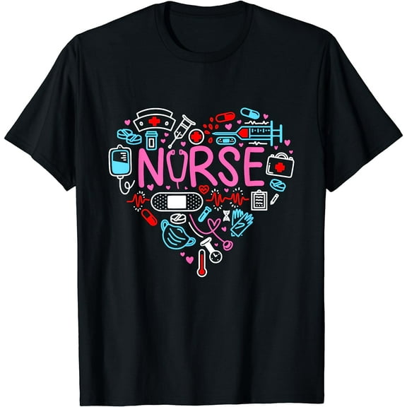 Nurse Love Nursing Student RN Life Thank You Gifts for Women T-Shirt Black Small