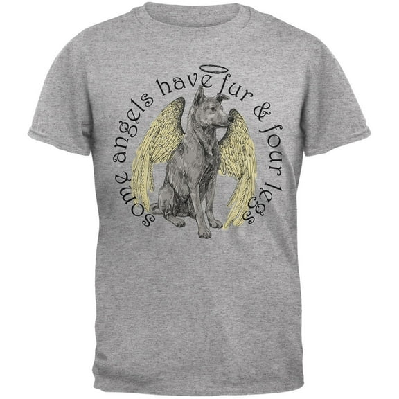 Dog Angel Heather Grey Adult T-Shirt - 2X-Large