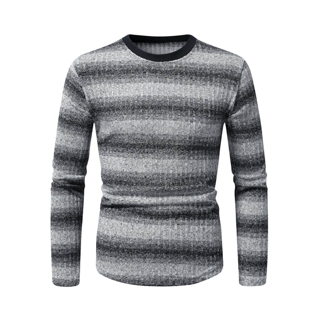 RKSRN Mens Sweater Fall Winter Warm Winter Fashion Color Blocking Print Design Long Sleeved Round Neck Shirts Soft Loose Sweaters