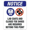 thumbnail image 1 of Lab Coats And Closed Toe Shoes Are Required Beyond This Point Sign, OSHA Sign, 24x30 Aluminum, 1 of 1