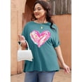 thumbnail image 4 of XCHQRTI Womens Oversized Love Shirt Half Sleeve Summer Tee Graphic Valentine's Day Plus Tops, 4 of 7