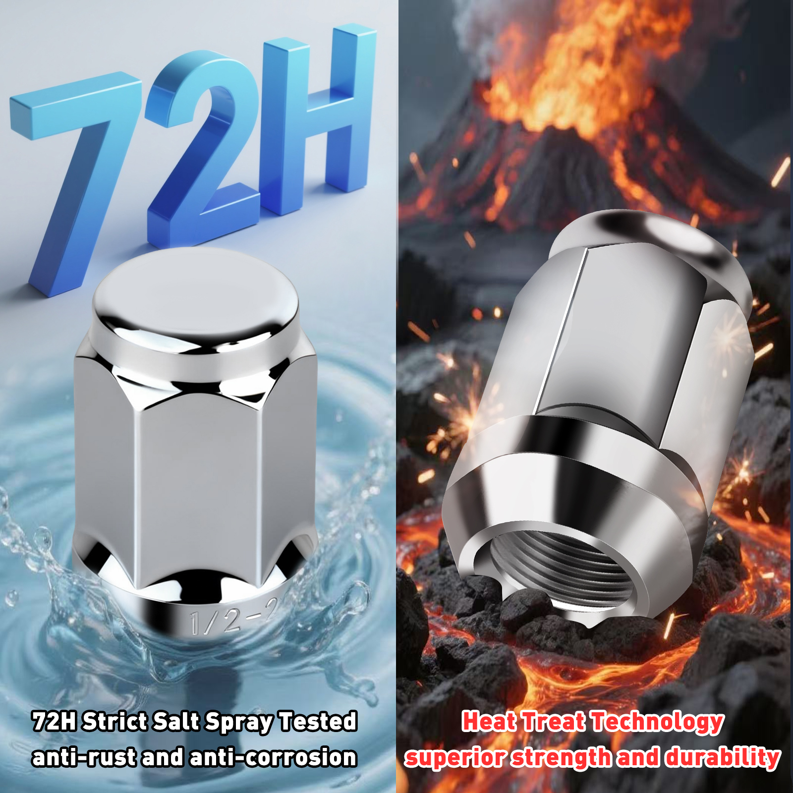20PCS 1/2-20 Closed End Lug Nuts,1.38'' Tall 19mm Hex,Replacement for Jeep1987-2018 Wrangler, 1991-2019 Ford Explorer,1994-2001 Dodge Ram 1500 and More Aftermarket Wheels-1/2-20 Bulge Acorn Lug Nut.