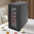 thumbnail image 2 of ToppiJoy 12 Bottles Wine Cooler Refrigerator, Wine Refrigerator with 53.6-64.4°F Digital Temperature Control Glass Door Black, 2 of 14