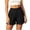 Black, variant on Womens Summer Solid Color Shorts Stylish Button Pleated Mid-Thigh Length Shorts Lightweight Comfort Elastic Waistband Wide Leg Shorts Relaxed Loose Fit Beach Shorts with Pockets 2XL