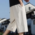 thumbnail image 3 of LMOIPLI Men's Lightweight Cotton Wide Leg Cropped Pants Elastic Waist Drawstring Casual Summer Solid Trousers Khaki XXXL, 3 of 6
