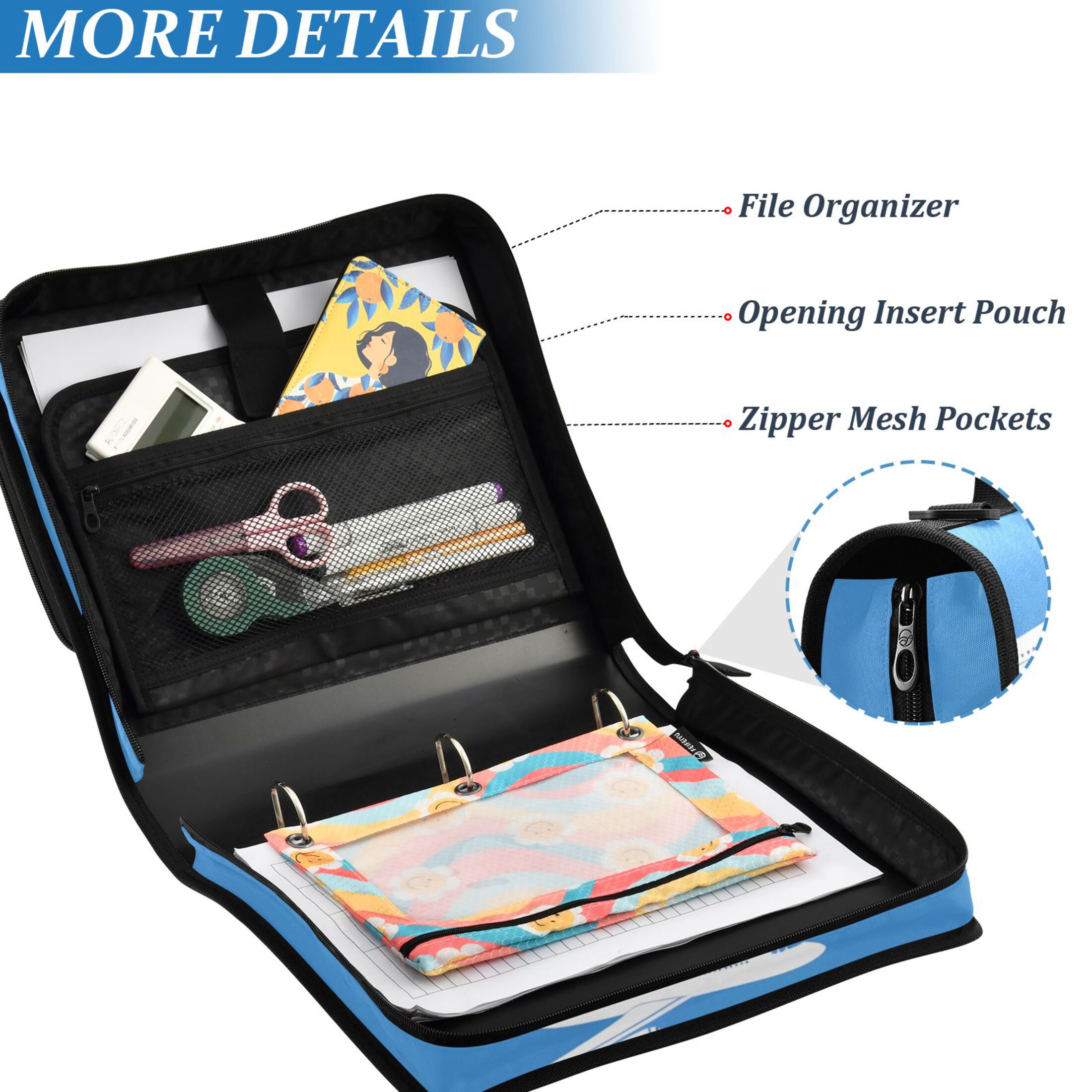 ALAZA Zipper Binder Clouds Airplane 3 Ring Trapper Keeper File Folder Organizer Bag
