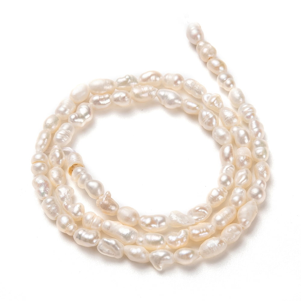 5pcs Natural Cultured Freshwater Pearl Beads Strands Rice White 5~7x3~4mm Hole: 0.6mm about 65pcs/strand 13.39 inch(34cm)