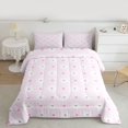 thumbnail image 3 of Feelyou Cute Cartoon Flower Bedding Comforter Set for Teens, Pink Blossoms Floral Twin Comforter Sets, Princess Style Reversible Bedding Set, Breathable Home Decor, 2pcs, 3 of 9