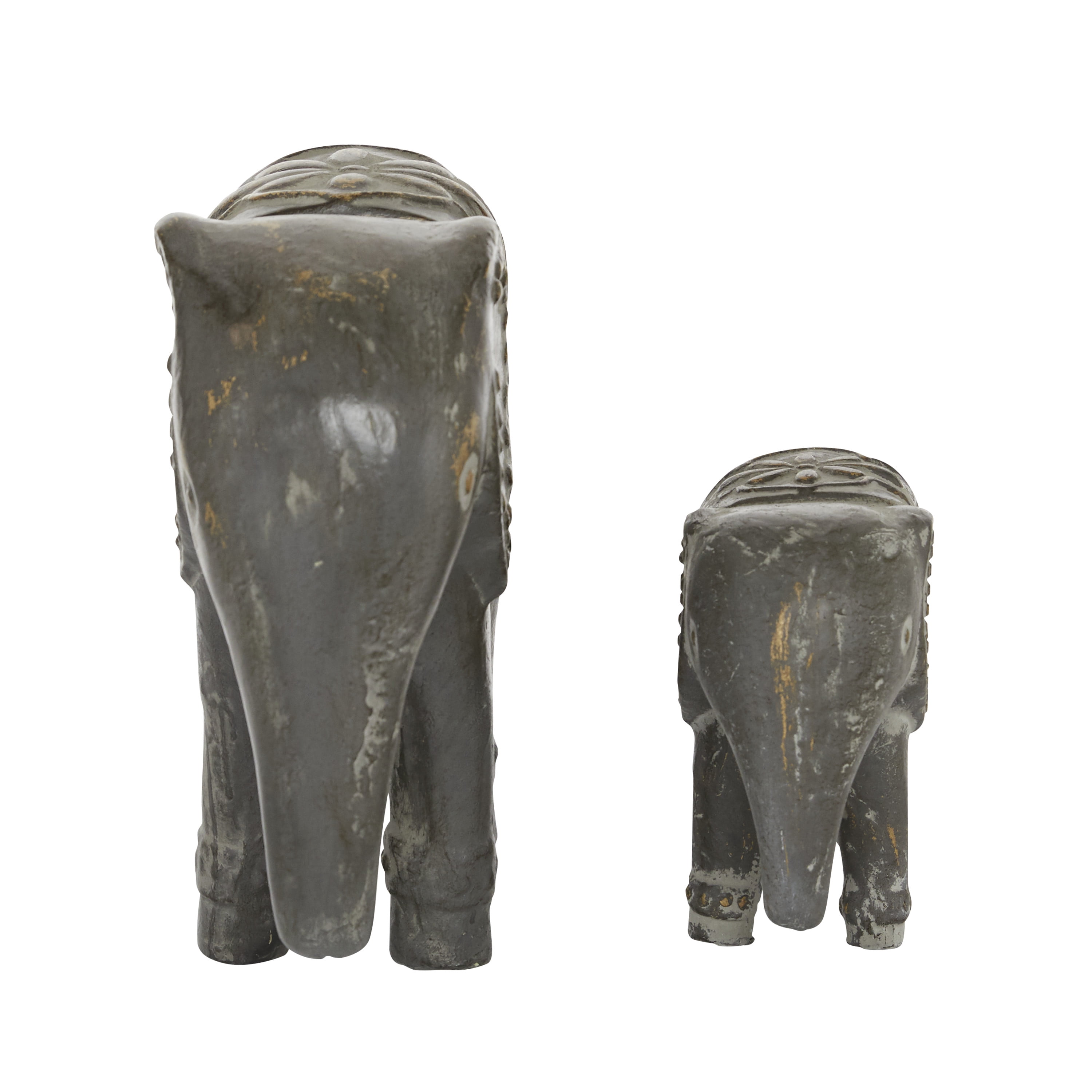 9", 13"W Brown Ceramic Elephant Sculpture, by DecMode (2 Count)