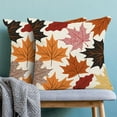 thumbnail image 4 of Fall Pillow Covers 18x18 Set of 2, Maple Leaf Pattern Fall Decorative Throw Pillows Linen Autumn Thanksgiving Decorations Farmhouse Cushion Pillow Covers for Sofa Couch Outdoor Decor, 4 of 6