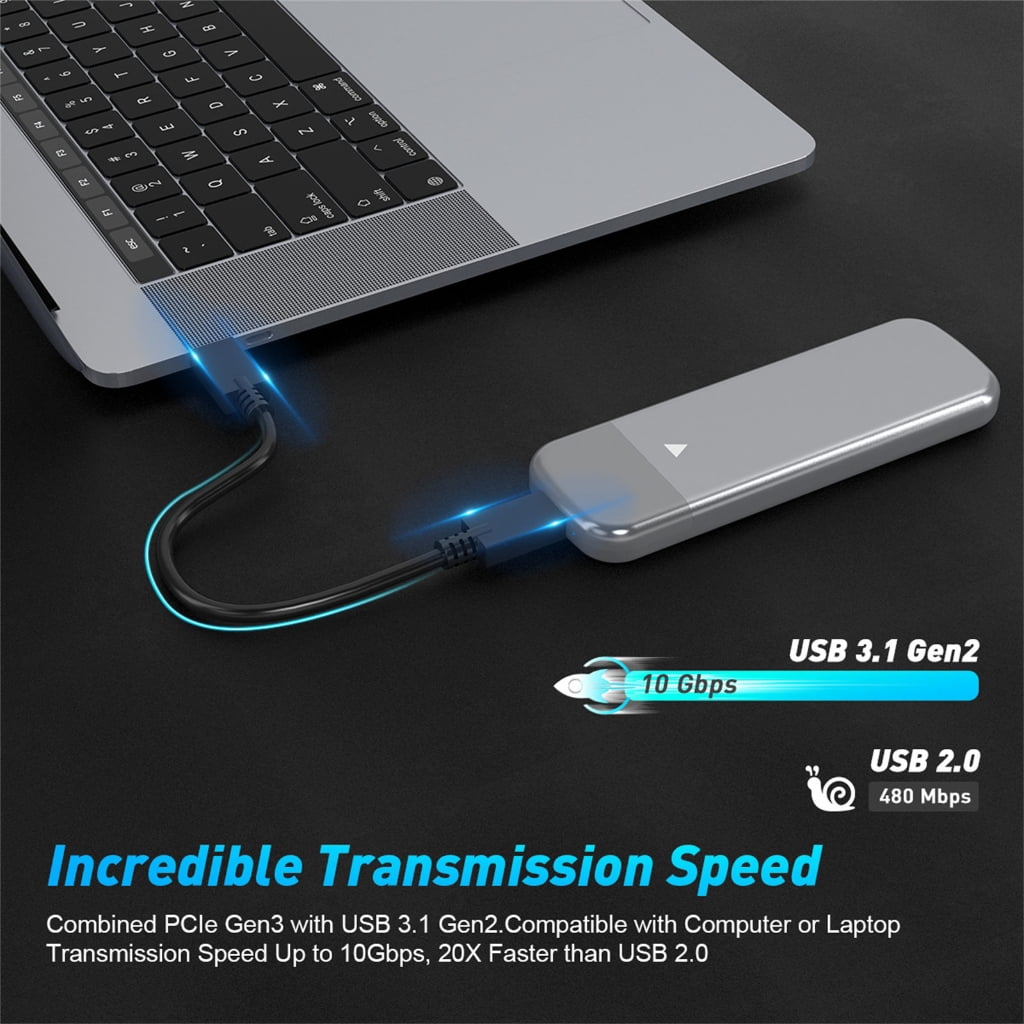 AOOOWER M.2 NVMe Solid Disk Enclosure Supports 10Gbps Fast Speed Data Transfer Aluminum