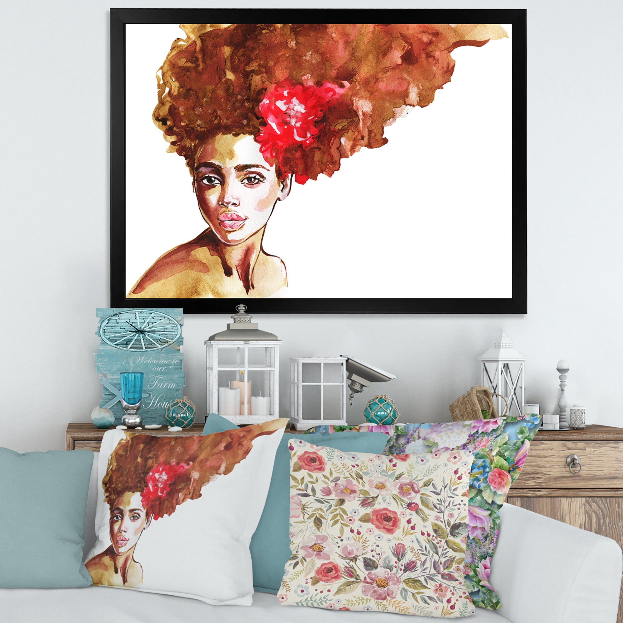 Designart 'Portrait of Young African American Woman II' Modern Framed Art Print