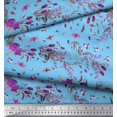 thumbnail image 2 of Soimoi Blue Silk Fabric Insects,Rose & Leaves Decor Fabric Printed Yard 42 Inch Wide, 2 of 3