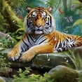 thumbnail image 5 of BCIIG Tiger Rock Jungle Bathroom Decor Set with Hooks, Colorful Luxurious Graphic Print Polyester Fabric Shower Curtain, Waterproof and Easy to Install 36x72, 5 of 7