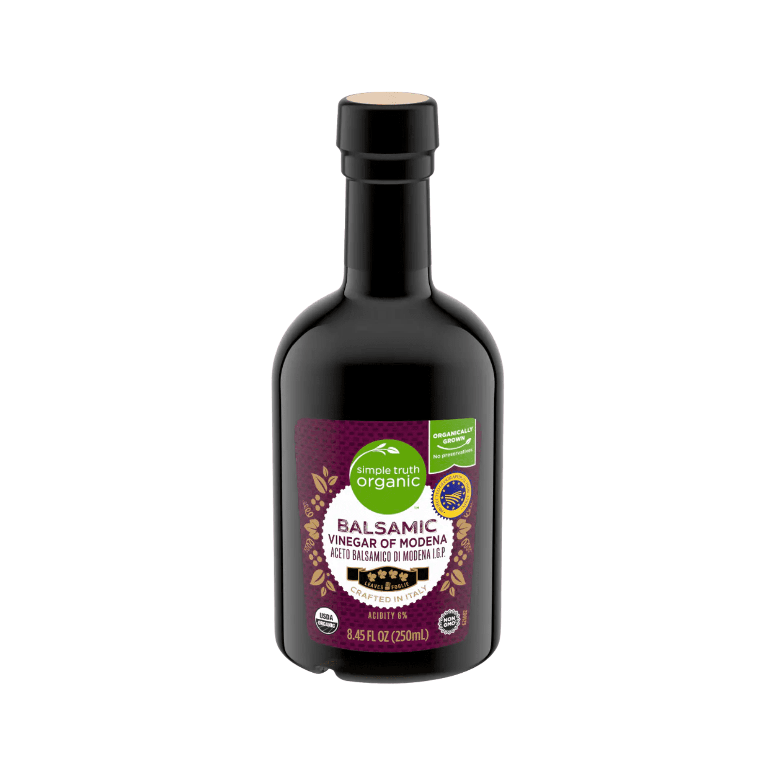 Simple Truth Organic Balsamic Vinegar of Modena, Crafted in Italy, 6% Acidity, 8.45 fl oz (250mL) , 2 Pack + Bonus