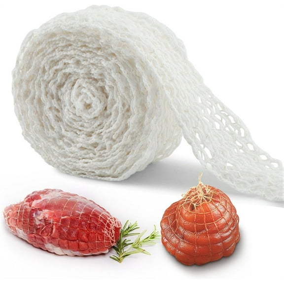 Meat Netting,Triani Elastic Meat Butcher Twine Net Roll,Smoked Meat Poultry Ham Netting,Meat Wrapping Tying Net Roll for Meat Cooking Meat Sausage Making,White,196'' in Length,18 Holes