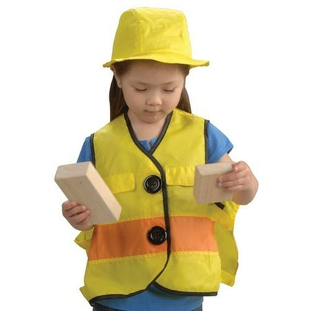Toddler Dress-Up Vest and Hat- Construction Worker That Is Easy Slip-On with Hook and Loop Side Tabs By Constructive Playthings Ship from