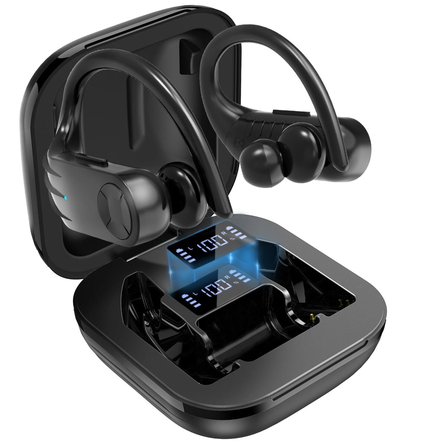 Wireless Earbuds Bluetooth Headphones, 5.0 Built-in Mic in Ear Running Headset with Earhooks Charging Case, Wireless Earphones Compatible with iPhone Samsung Android for Working/Travel/Sports - Walmart.com