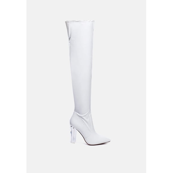 Noire Thigh High Long Boots In Patent Pu