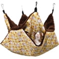 thumbnail image 1 of Hamaca para animales pequeños, hamaca para animales de 2 capas, cama colgante para dormir, 4 ganchos de metal, saco de dormir de ardilla cálido de felpa, hamaca para mascotas para chinchillas, hurones, ardillas y animales pequeños, amarillo, 20*20 cm oso de fresa Electrónica, 1 of 5