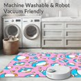 thumbnail image 5 of ODIKA 2'x3' Machine Washable Non-Slip Area Rug, Playful Snowman with Twinkling Bell Motifs Festive Illustration High Traffic Rug, Pink, 626589, 5 of 5