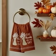 thumbnail image 2 of Serafina Home Autumn Fall Bath Fingertip Towels Bathroom Decor Farmhouse Harvest: Rust Dark Orange 100% Cotton Embroidered Give Thanks for This Day Wheat Bouquet with Stitched Border, 12" x 18", 2 Pc, 2 of 5