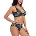 thumbnail image 2 of Wukai Rose Flowers Women's Bikini Set Two Piece,wimsuit High Waisted V Neck Twist Front Adjustable Spaghetti Straps Bathing Suit-, 2 of 7