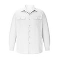 thumbnail image 3 of Iugvhana Men's Casual Linen Shirt Long Sleeve Regular-Fit Solid Colour Cotton Lapel Button Down Double Pockets Shirt Tops White XXL, 3 of 5