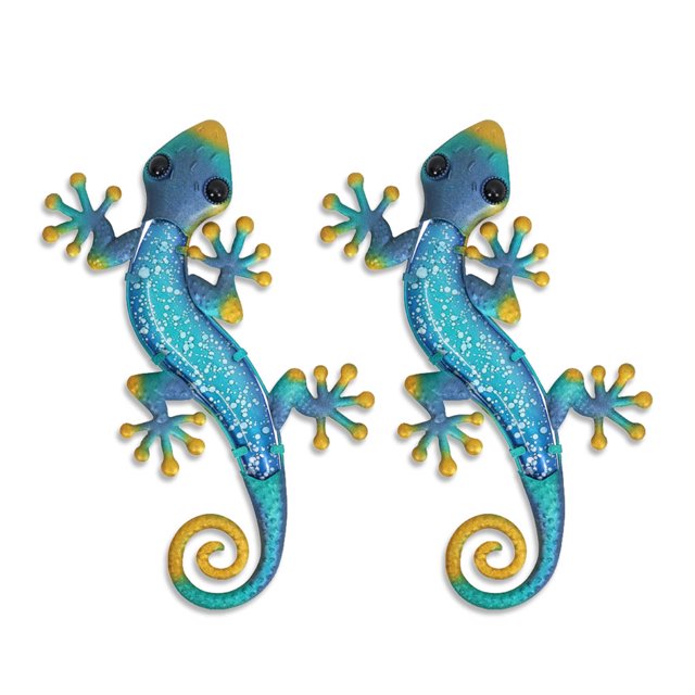 Billuyoard Pack de 2 decoración de pared con forma de Animal, escultura de hierro, colgante decorativo para interior, jardín, patio, figurita, estatua, Decoración Billuyoard HA062660-00