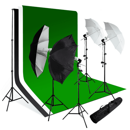Chroma Key Kits - Loadstone Studio Photo Studio Lighting Umbrella Reflector Green Chroma key Continous Light kit, WMLS3082