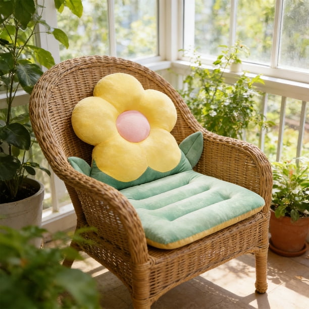 Cojín para Silla con Forma de Flor y Respaldo Integrado para Oficina: Soporte Lumbar Ergonómico para Estar Sentado Durante Largos Periodos, Almohadilla Antideslizante para Silla de Escritorio, Cojín