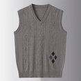 thumbnail image 4 of Riecok Knitted Vest for Men Sleeveless V Neck Pullover Sweaters Lightweight Solid Winter Tops with Pockets Khaki 3XL, 4 of 6