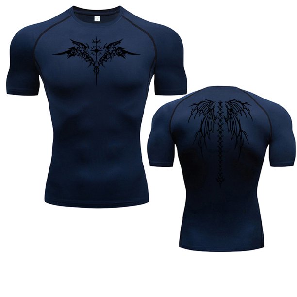 Camiseta de compresión con estampado de Anime para hombre, camiseta para correr, ropa deportiva de secado rápido para Fitness, camisetas transpirables de manga corta para deportes de gimnasio