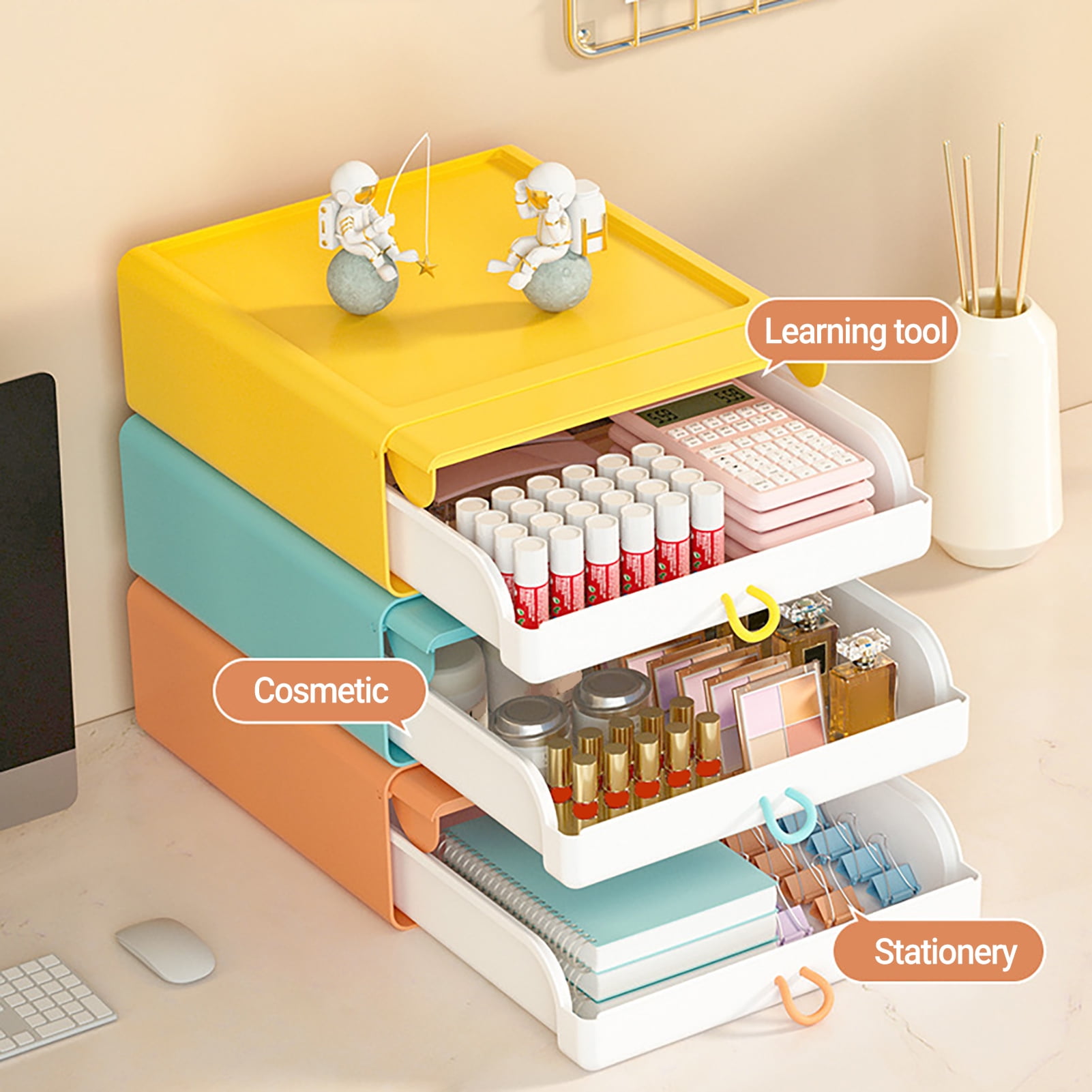 Cheers US Small Desk Organizer, Stackable Organizer Drawers, Desk