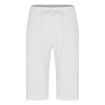 thumbnail image 4 of Mens Linen Shorts Drawstring Waist Breathable Beach Shorts Elastic Waist Summer Shorts Lightweight Solid Color Casual Vacation Lounge Wear, 4 of 6