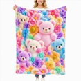 thumbnail image 2 of Cloud Soft 3D Plush Throw Blanket, 2027 New Cozy Teddy Bear Blanket, Teddy Pastel Floral Print Blanket, 2 of 6
