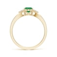 thumbnail image 2 of ANGARA Natural Solitaire Emerald Split Shank Engagement Ring with Trio Diamonds in 14K Yellow Gold for Women (Size-7x5mm) | May Birthstone, Anniversary, Jewelry Gift for Women | Natural Emerald Ring, 2 of 9