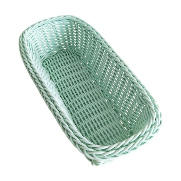 Cesta rectangular para almacenar frutas, pan, comida, organizador de cestas para servir. Verde