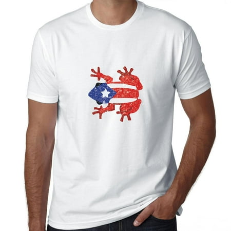 Rico Frog T-shirt - Colorful Puerto Rico Flag Coqui Frog Graphic Men's T-Shirt