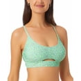 thumbnail image 3 of California Waves Junior's Printed Cutout Bralette Bikini Top Swimsuit Green Size Small, 3 of 3