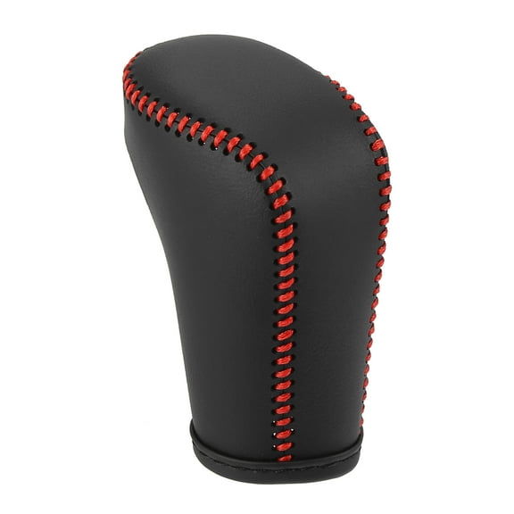 Black Interior Faux Leather Gear Shift Knob Cover Transmission Shift Boot Lever for Honda Accord 2018-2022 Red Stitches