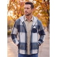 thumbnail image 4 of GIRUNS Men's Plaid Flannel Zip Up Hoodie Jacket Lightweight Casual Shirt Jacket Outerwear Coat Beige Blue 2XL, 4 of 6