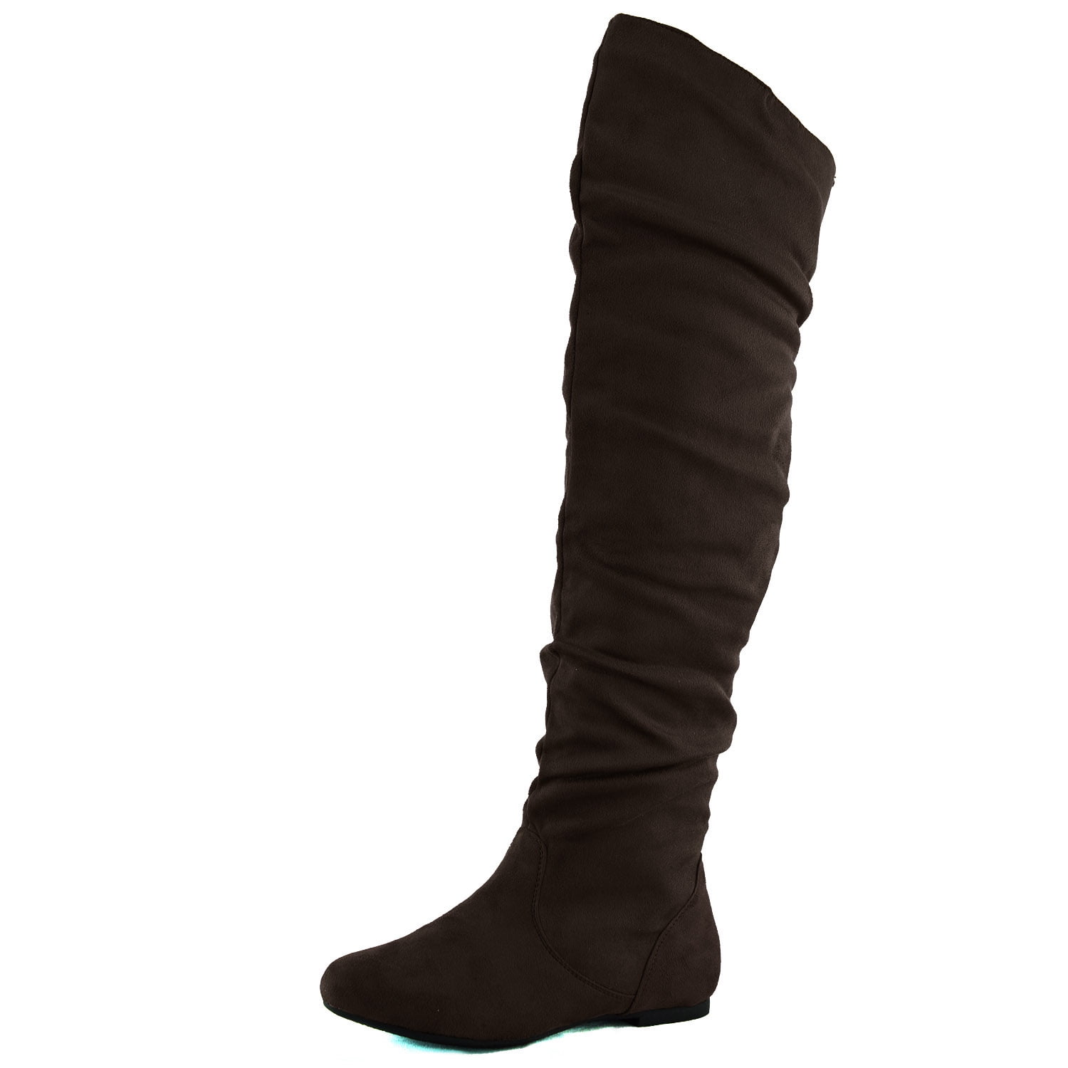 brown suede thigh high boots