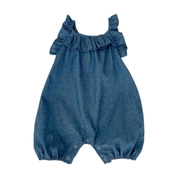 Kovlvoll Newborn Girl Clothes Summer Jumpsuit Cotton Sleeveless Strap Square Neck Solid Color Baby Girls Short Jumpsuit