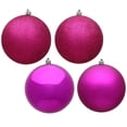 thumbnail image 1 of 4.75 in. Fuchsia 4 Finish Assorted Color Christmas Ornament Ball - 4 per Box, 1 of 1